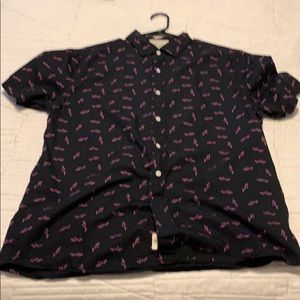 Bixby Black and Pink Slim Fit short sleeve button